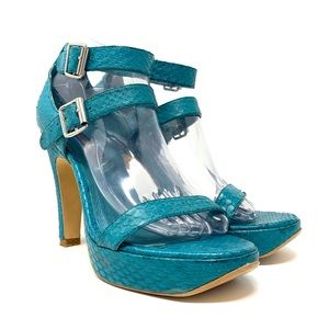 ASOS Snake Print Leather Platform Heels Sandals